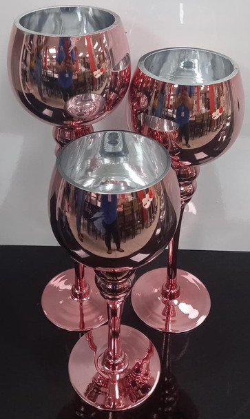 CANDLE HOLDER SET OF 3 GLASS JL-A164