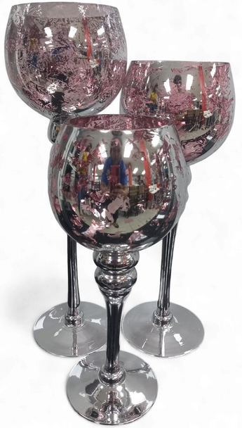 CANDLE HOLDER SET OF 3 GLASS JL-A54