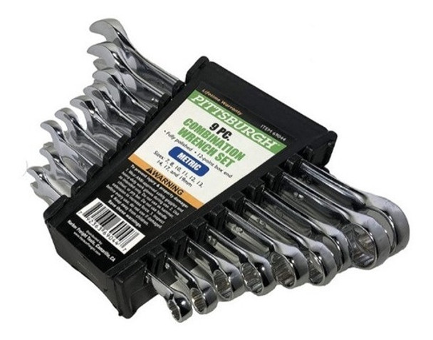 SPANNER SET 9PCS 69044 PITTSBURGH COMBINATION WRENCH