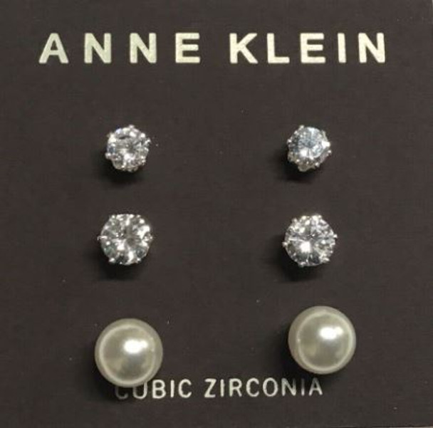 Fashion Jewelry Anne Klein Earring Set Pearl/CZ