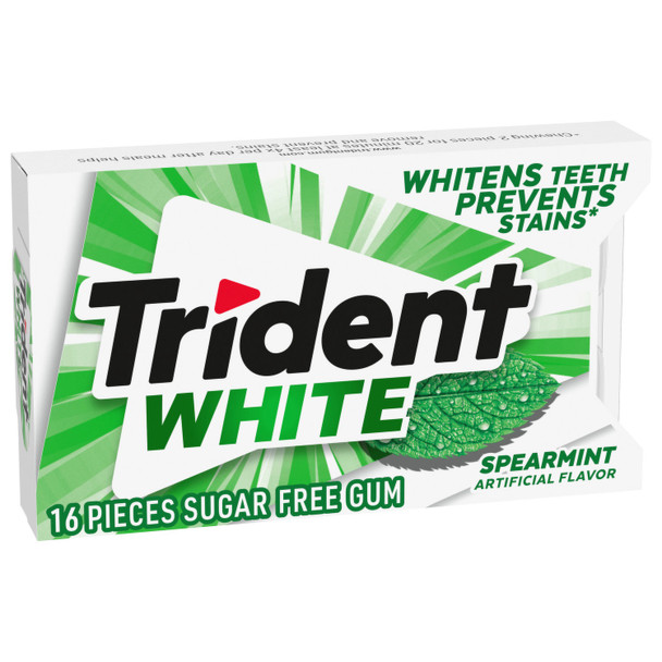 TRIDENT WHITE SPEARMINT FLAVOR GUM SUGAR FREE 16-PIECES