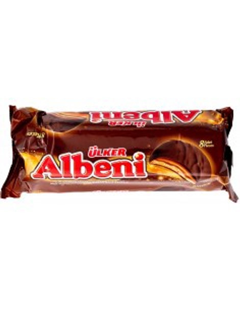 ULKER CHOCOLATE ALBENI COOKIE SANDWICH BISCUIT FILLED WITH  CARAMEL 344g