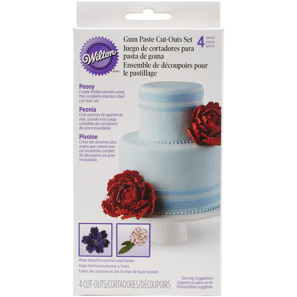 BAKING WILTON GUM PASTE CUT-OUTS PEONY 4PCS SET 417-2574