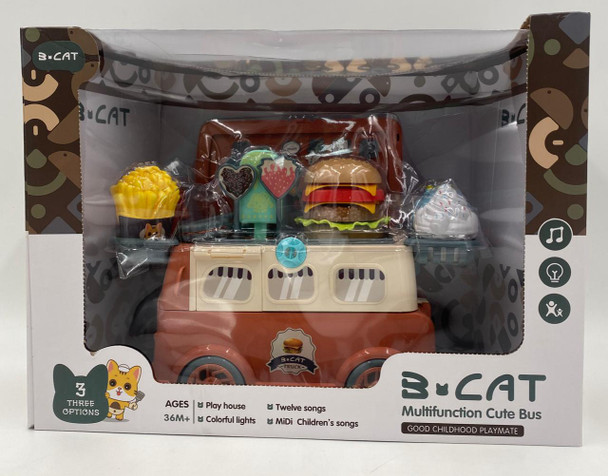 Toy Bus Food Kitchen Play Set 3 Cat Multifunction Cute R003