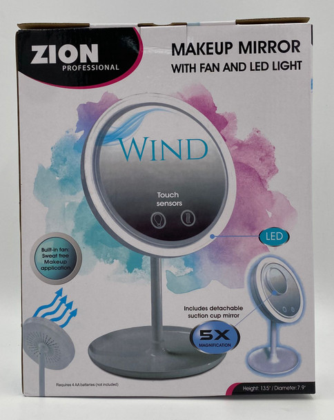MIRROR ZION ZN-264 WIND MAKEUP MIRROR WITH FAN AND LED LIGHT 5X