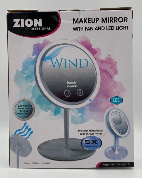 MIRROR ZION ZN-264 WIND MAKEUP MIRROR WITH FAN AND LED LIGHT 5X
