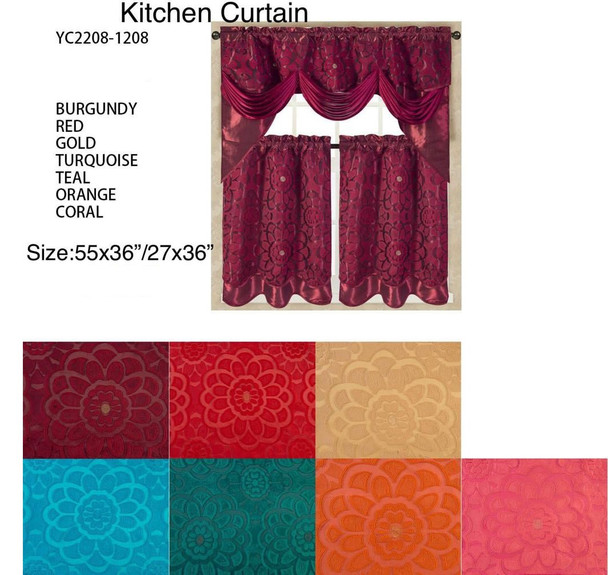 CURTAIN YC2208-1208 55X36" 27x36" KITCHEN