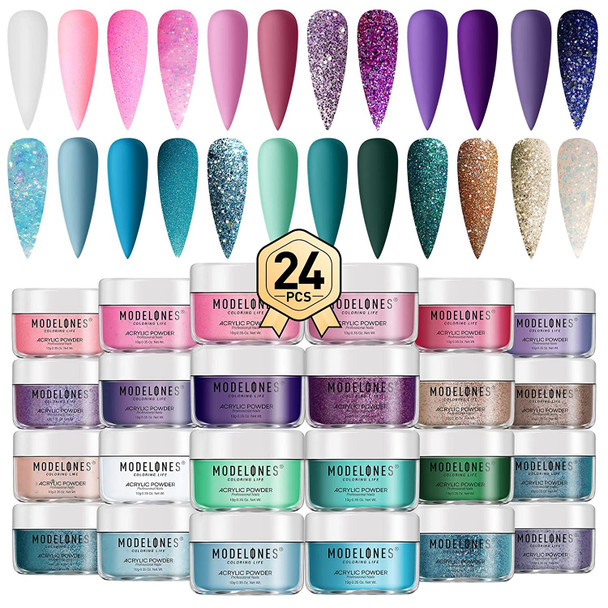 Nails Modelones Acrylic Powder Set 24pcs