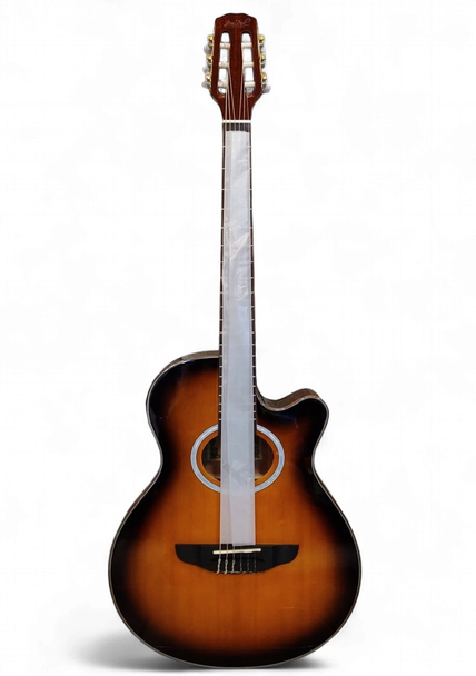 GUITAR JEAN PAUL JPCX50CET-YB GLOSSY YELLOW BURST 39" ACOUSTIC ELECTRIC CUTAWAY NYLON STRINGS