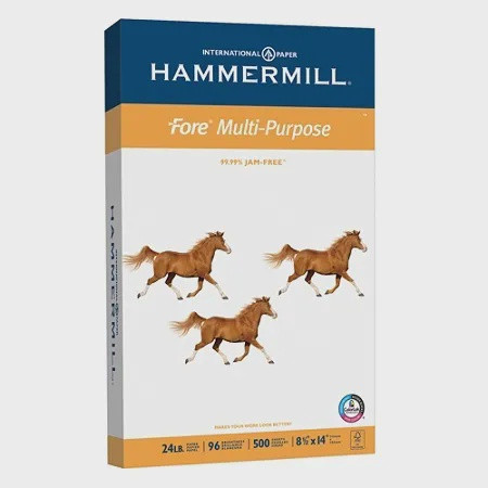 Computer Printer Paper Copy Hammermill Legal 8 1/2" x 14" White 500 Sheets