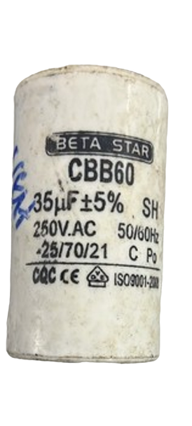 PLUCKING MACHINE CAPACITOR 250V 35UF CBB60 BETA STAR MOTOR RUNNING