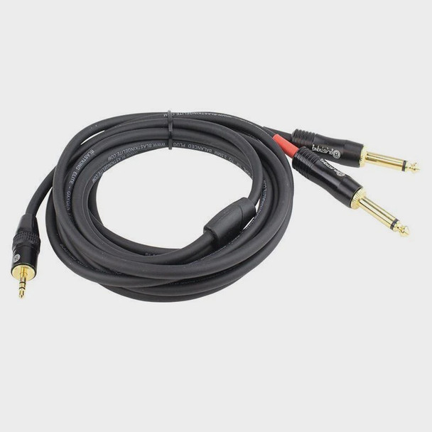 LEAD 1 3.5MM MALE STEREO TO 2 1/4 MALE MONO 3' IBKE-C2Q35B-3 BLASTKING