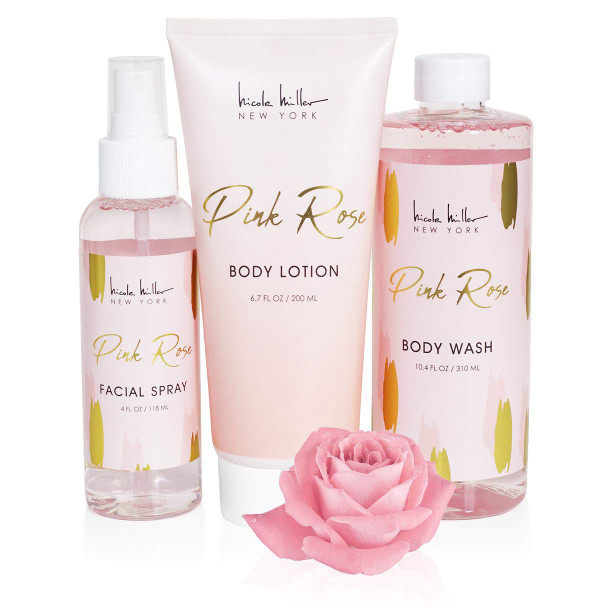 Gift Set Nicole Miller 3 Pc Pink Rose Body Care Set