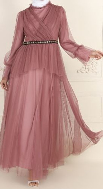 Dress Evening Tulle Dark Pink