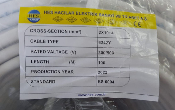 CABLE 10MM 2C FLAT W/EARTH HES YD