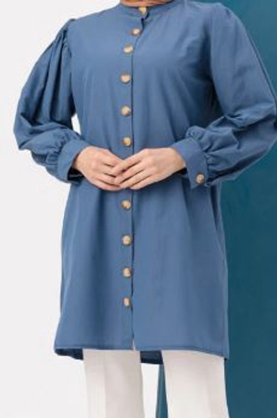 Top Tunic Blue / Pink Button