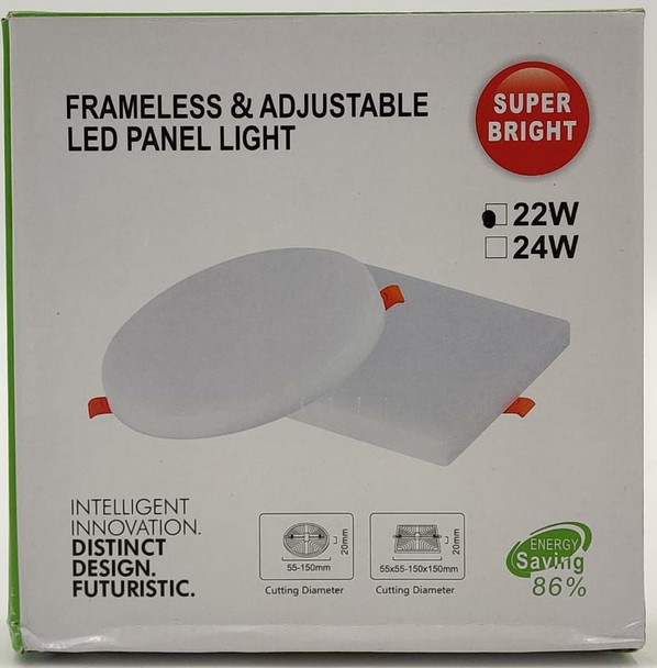 LIGHT LED PANEL 22W SUPER BRIGHT J.F.N.V SQUARE WHITE 6500K 85-265V FRAMELESS