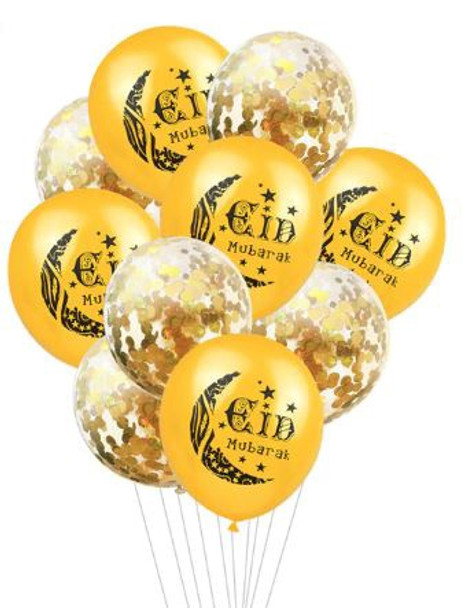 Eid / Ramadan Balloon 10pcs Black / Gold