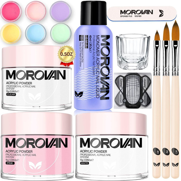 Nail Morovan Acrylic Powder Kit w/ Liquid Monomer