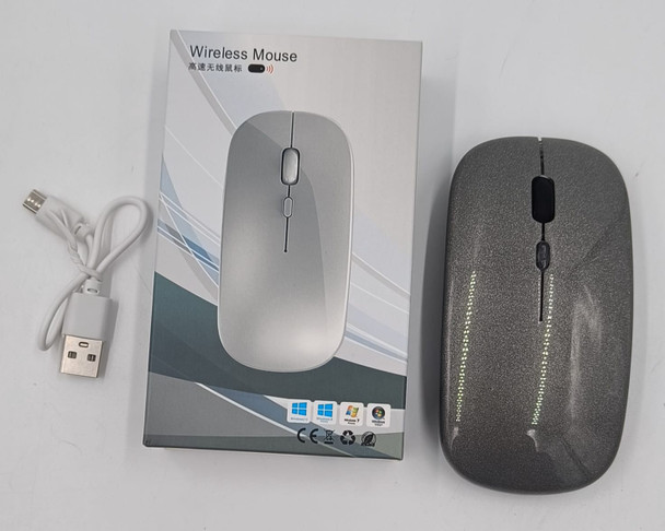 COMPUTER MOUSE WIRELESS 2.4GHZ OPTICAL RECHARGEABLE SLIM GREY
