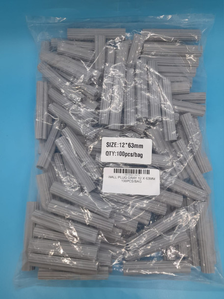 WALL PLUG GRAY 12 X 63MM 100PCS/BAG