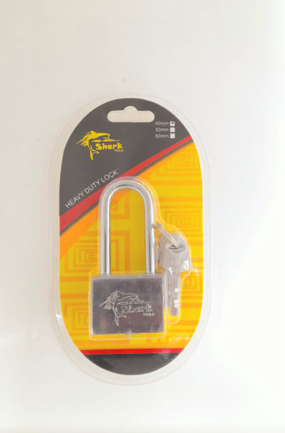 PADLOCK 40MM SHARK TOOLS LONG SHACKLE CHROME