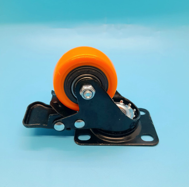 WHEEL COASTER 2" SWIVEL W/BRAKES ORANGE