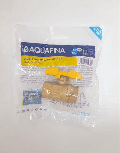 BALL VALVE GAS 1/2" BRASS AQUAFINA A-B201B-1/2