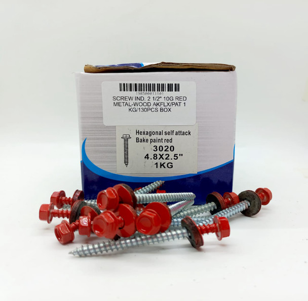 SCREW IND. 2 1/2" 10G RED METAL-WOOD AKFLX 950G/130PCS BOX