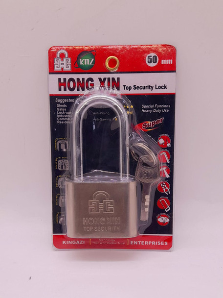 PADLOCK 50MM HONG XIN LONG SHACKLE CHROME