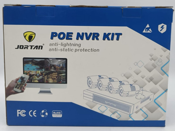 SECURITY CAMERA KIT 4-PORT NVR JORTAN 82016POE48V-4 POE COMBO KIT