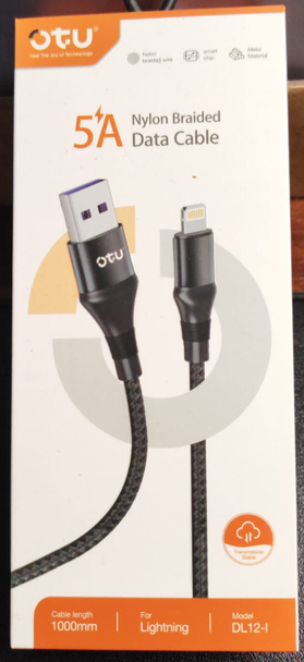 CHARGER CABLE USB OTU DL12-I 1M LIGHTNING 5A DATA CABLE NYLON BRAIDED