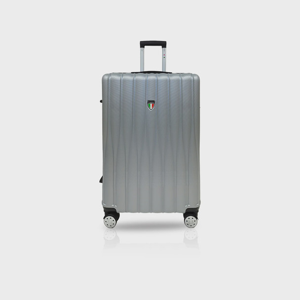 LUGGAGE SUITCASE TUCCI Italy CARRY ON 20" BARATRO T0331-20IN-SILWT ABS HARD COVER 4 WHEEL SPINNER SILVER WHITE
