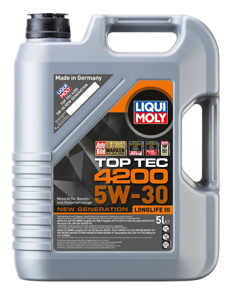OIL LIQUI MOLY TOP TEC 4200 5W-30 5L NEW GENERATION LONGLIFE III 8973