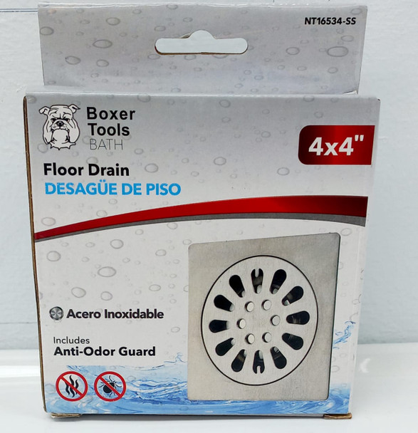 FLOOR DRAIN METAL BOXER TOOLS 4"X4" NT16534-SS