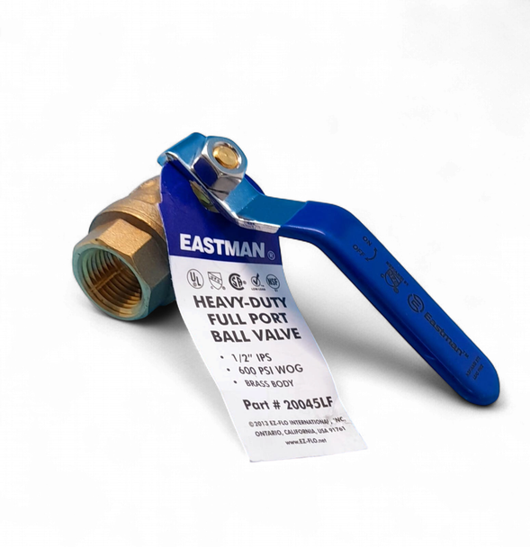 LEVER VALVE 1/2" EASTMAN #20045LF HEAVY DUTY BRASS