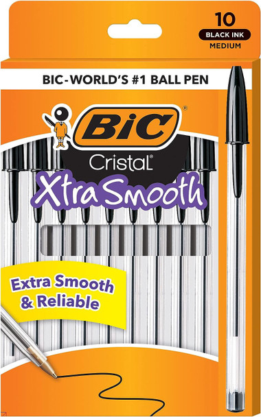 Stationery Pen BiC Cristal Xtra Smooth 10pc Box Black