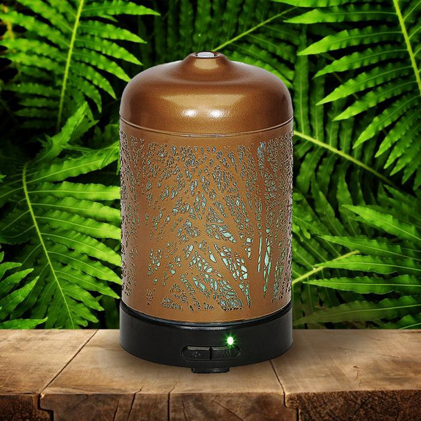 AROMAR OIL DIFFUSER ULTRASONIC BRONZE GROVE WITH 7 COLOR LED LIGHTS 100ml 90322