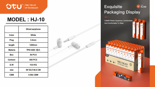 HEADPHONES & MIC OTU HJ-10 SMART WIRE HEADSET