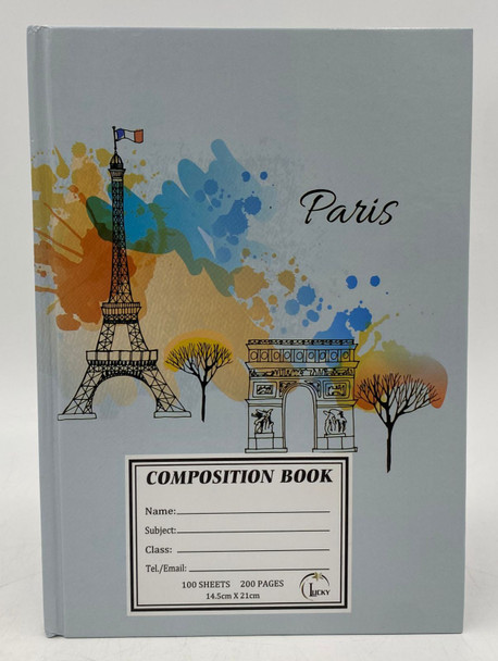 STATIONERY EXERCISE BOOK 100 SHEETS 200 PAGES 14.5CM X 21CM COMPOSITION BOOK Y32/CB-43 HARD COVER PARIS LUCKY