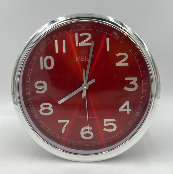 CLOCK WALL 318H MEILI SILVER RED