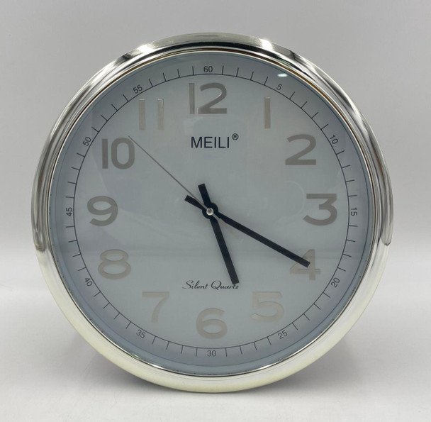 CLOCK WALL 318H MEILI SILVER WHITE