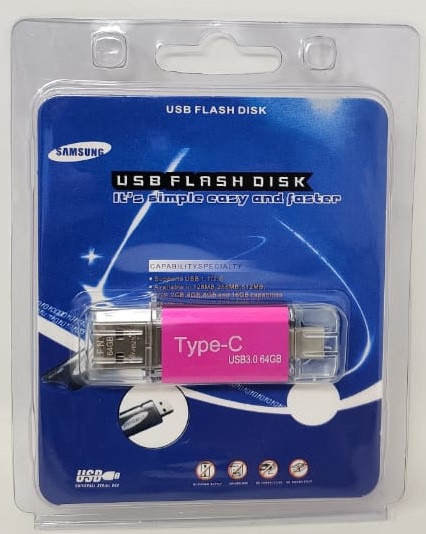 COMPUTER FLASH DRIVE 64GB USB - TYPE-C 3.0 DISK METAL / Blue