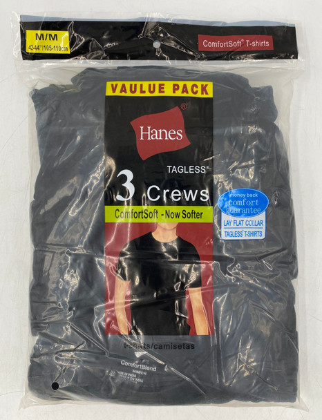 Men Hanes T-Shirt Black 3pack Tagless ComfortSoft (Generic)