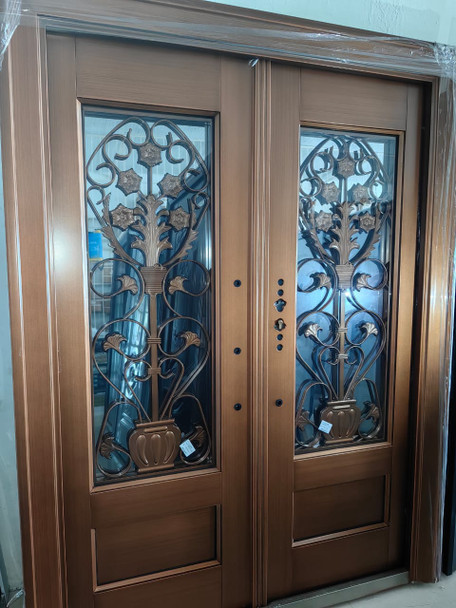 DOOR METAL DOUBLE BRONZE HEAVY DESIGN GLASS 2050X1500 R