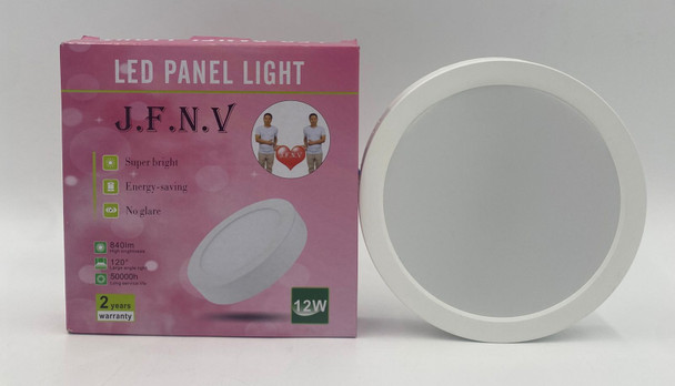 LIGHT LED PANEL 12W J.F.N.V ROUND WHITE SURFACE 6500K 85-265V