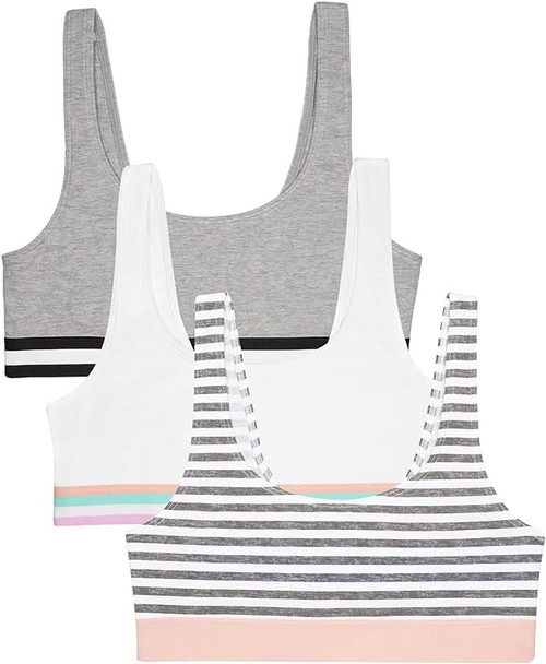 Women Sports Bra Fruit of the Loom Cotton Stripe