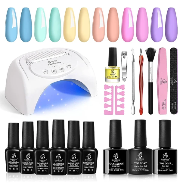 Nail Beetles Gel Polish Kit with 48W Lamp 6colors