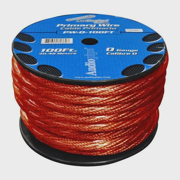 POWER CABLE CAR 0G PW-0-100 RED AUDIO PIPE SOLD PER ROLL OF 100FT