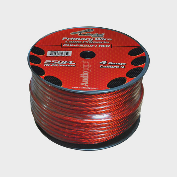 POWER CABLE CAR 4G PW-4-250 RED AUDIO PIPE SOLD PER ROLL OF 250FT